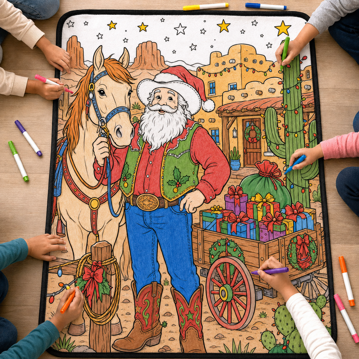 🎄Early Christmas Pre Sale 50% Off☃️DIY Christmas Drawing Blanket with 24 Colors Markers🎁Doodle Your Own Xmas Blanket🎅Customizable Washable Paint Play Blanket for Adults, Kids🎨