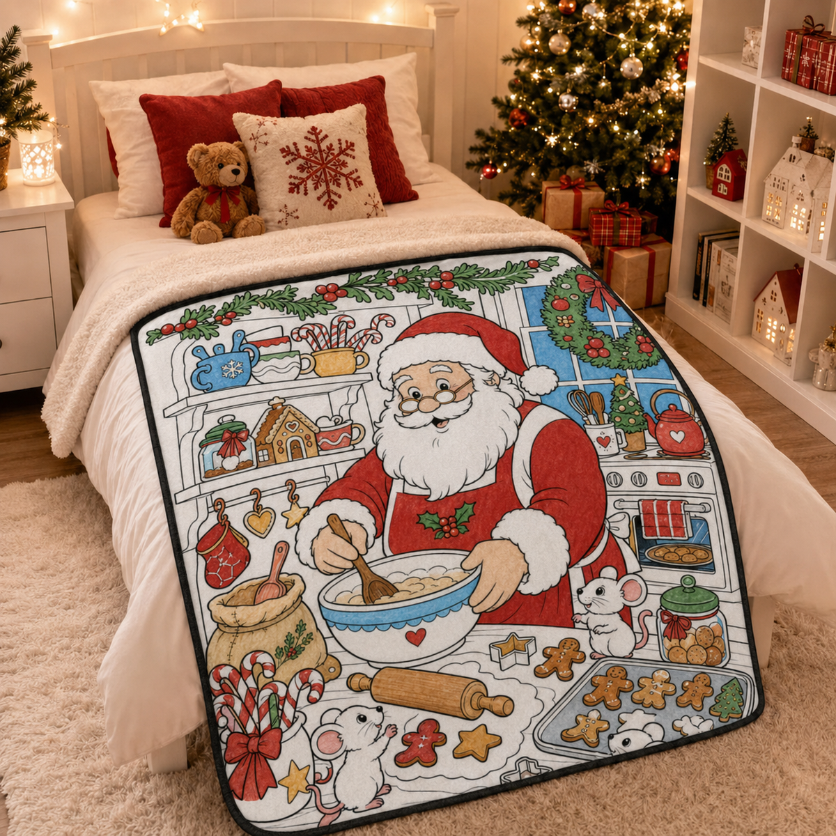 🎄Early Christmas Pre Sale 50% Off☃️DIY Christmas Drawing Blanket with 24 Colors Markers🎁Doodle Your Own Xmas Blanket🎅Customizable Washable Paint Play Blanket for Adults, Kids🎨