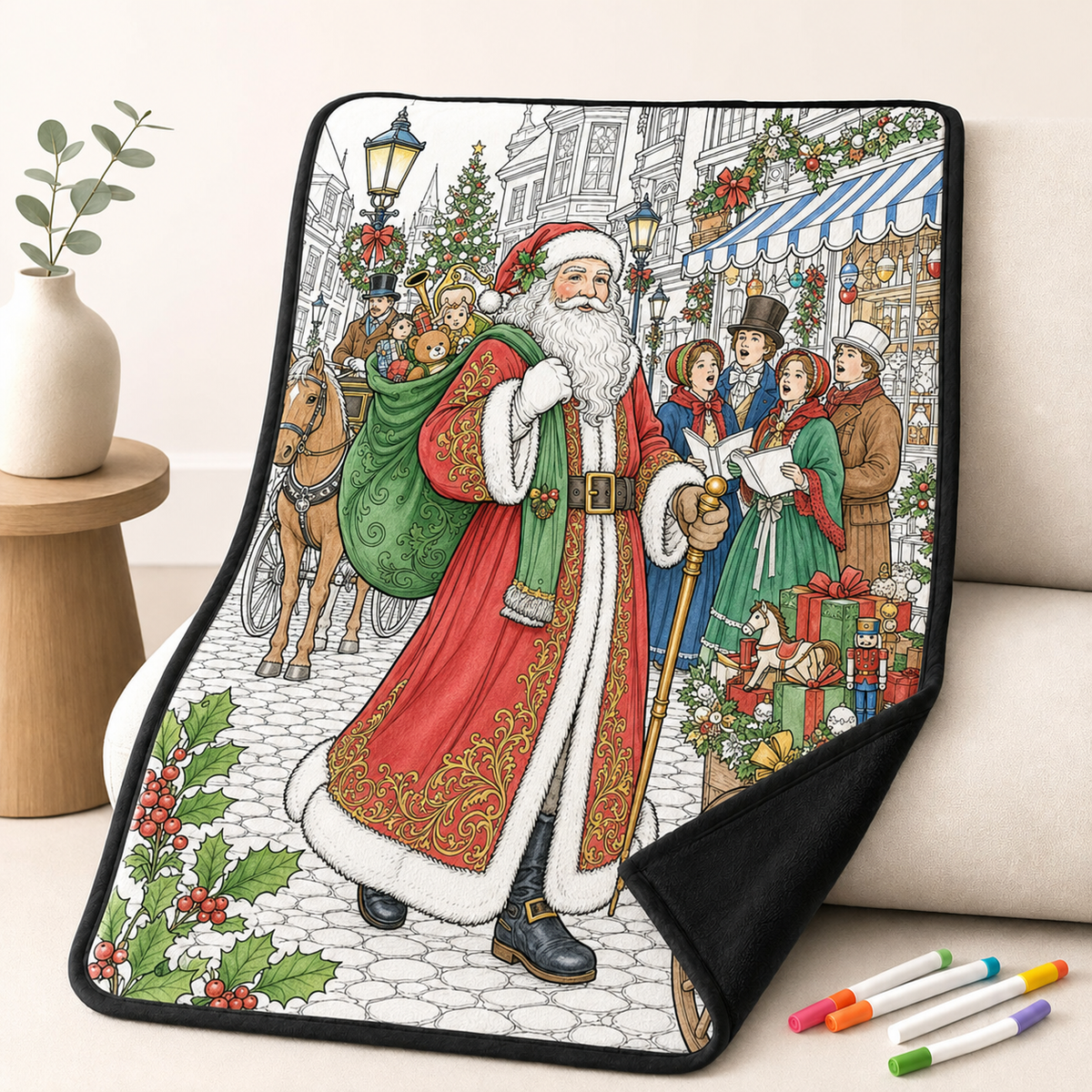 🎄Early Christmas Pre Sale 50% Off☃️DIY Christmas Drawing Blanket with 24 Colors Markers🎁Doodle Your Own Xmas Blanket🎅Customizable Washable Paint Play Blanket for Adults, Kids🎨
