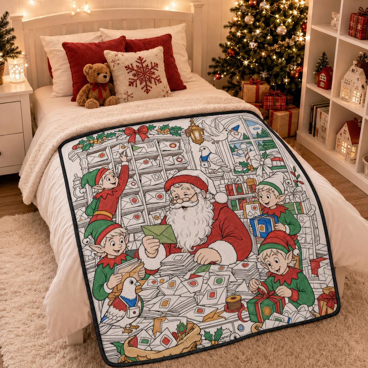 🎄Early Christmas Pre Sale 50% Off☃️DIY Christmas Drawing Blanket with 24 Colors Markers🎁Doodle Your Own Xmas Blanket🎅Customizable Washable Paint Play Blanket for Adults, Kids🎨