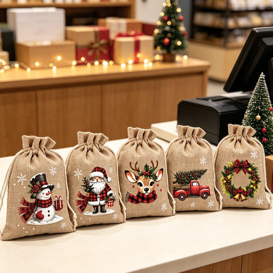 🎁50 % Rabatt!!🎄HEISSER VERKAUF! Weihnachtliche Geschenktüten mit Kordelzug 🧦🎅