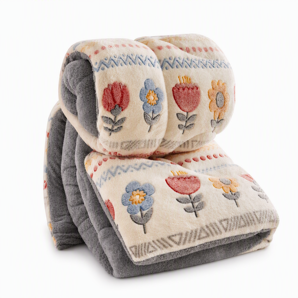 🛌 50 % RABATT! ✨Doppelseitige Sherpa-Fleece-Bettdecke – Schneeflocken-Samt & dichtes Lammfleece mit Wärmespeicher & ultraweichem Samtgriff❄️