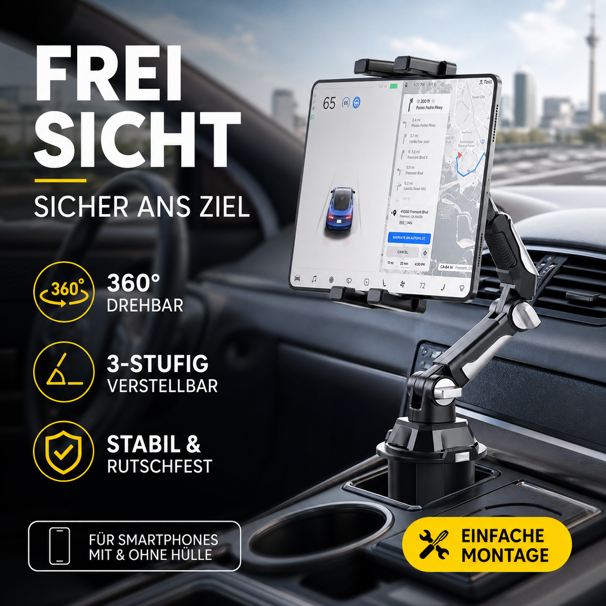 📢📢50 % Rabatt!! ⏰🚗360° dreh- und verstellbarer Auto-Becherhalter