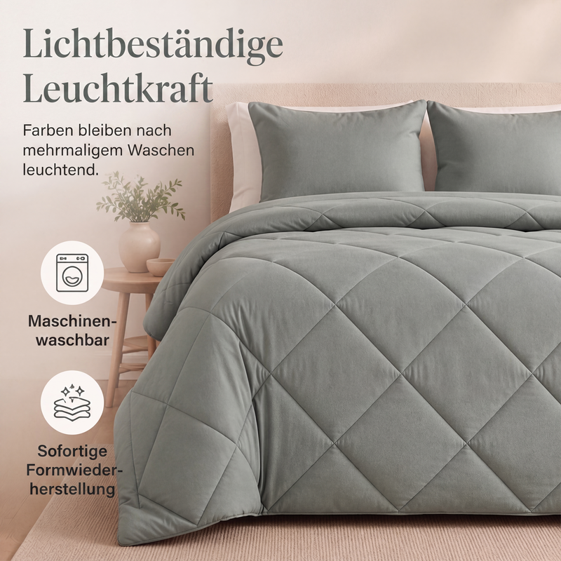 🛏️ 50 % Rabatt!! ☁️3-teiliges Steppdecken-Set mit Kissenbezügen