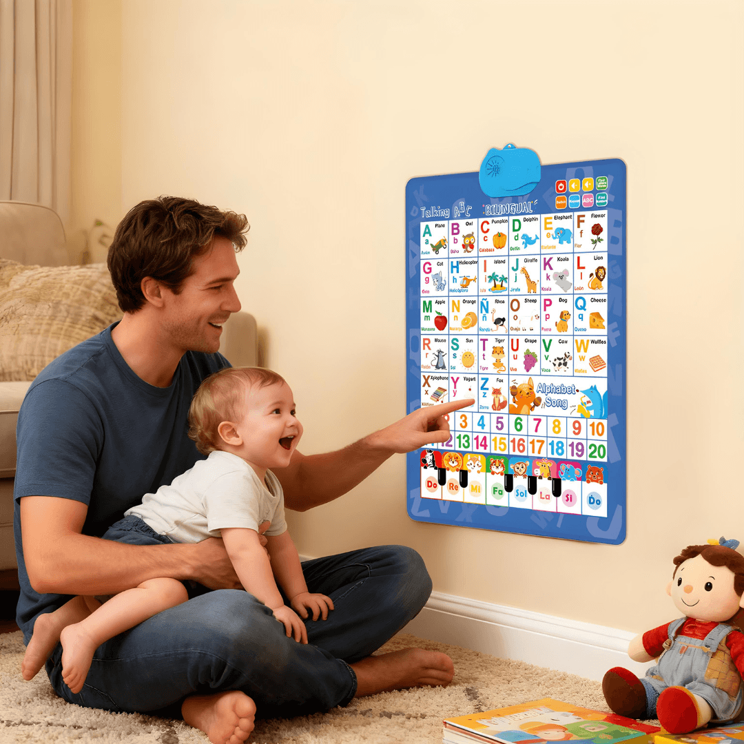 🎵 50 % RABATT! ✨ Zweisprachige sprechende Alphabet-Wandtafel – Englische & Spanische Buchstaben, interaktives Audio-Spiel & Mini-Klavier – Robustes PVC, frühkindliche Bildung für Kleinkinder 📚