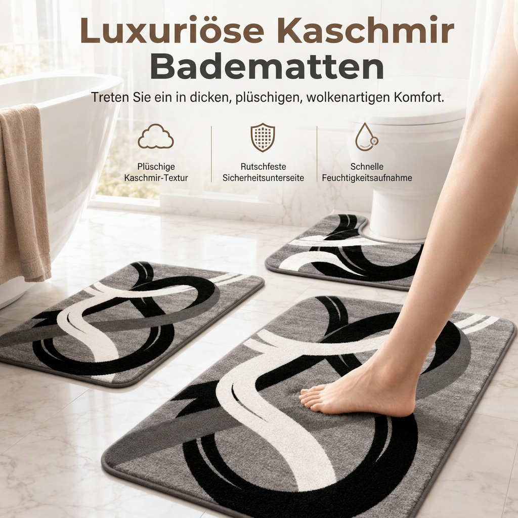 🛁 50 % RABATT! ✨ Badematte im nordischen Stil aus Kunstkaschmir – Ultraweiche, hochdichte Mikrofaser, sofort trocknend und mit verstärkten Kanten – Luxuriöser Komfort für Ihr Badezimmer 🚿