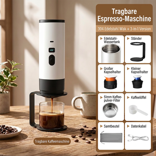 ☕ AKTION -50% ✨ Tragbare Espressomaschine — Digitalanzeige & USB-C-Ladeanschluss