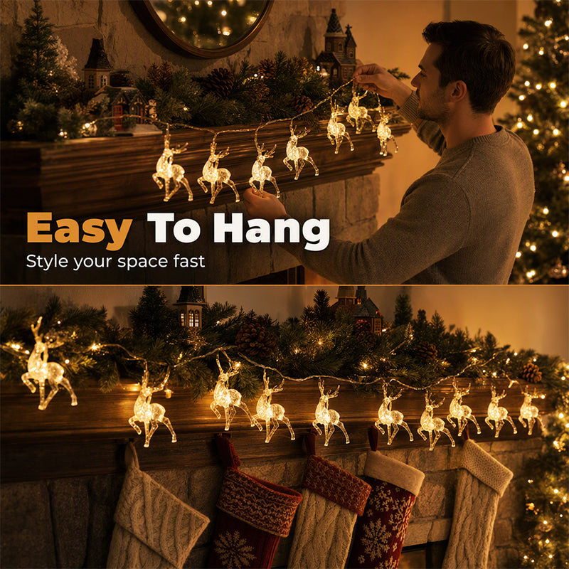 🔥 50 % Rabatt!! ✨🦌 Weihnachts-LED-Lichterkette mit Rentiermotiv