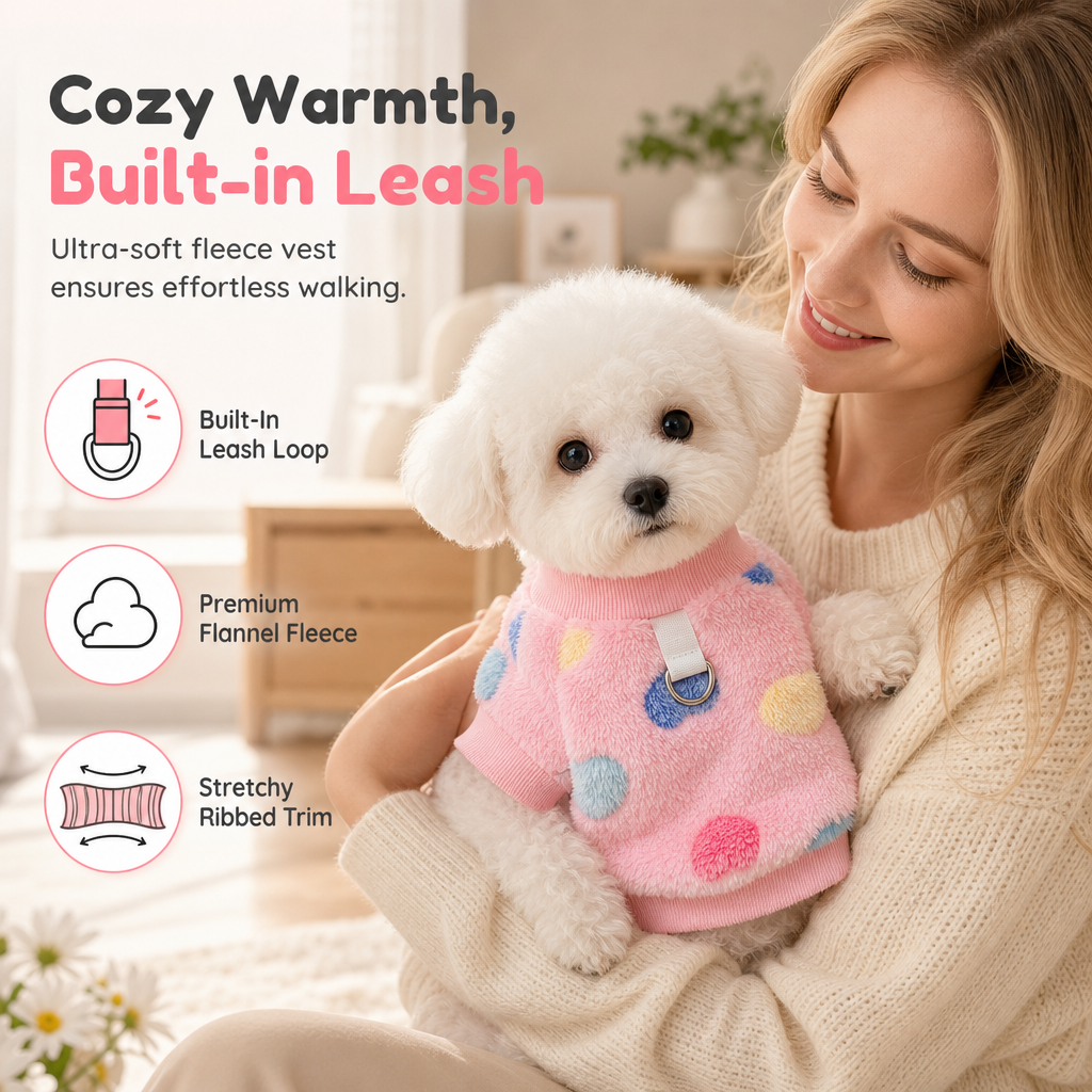 🐾💕 Warme Haustier-Sweaterweste mit Leinenring 🐶🐱