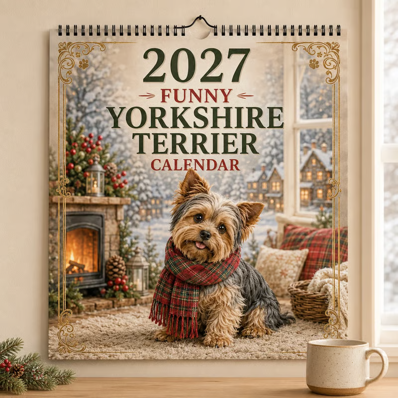 Lustiger Yorkshire Terrier Wandkalender 2027 | A4 Hängekalender