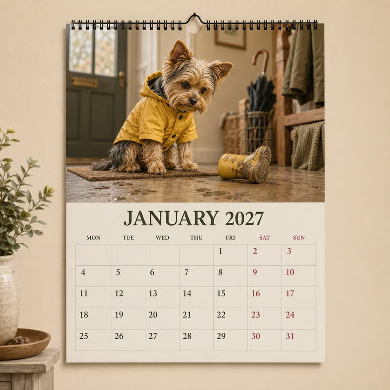 Lustiger Yorkshire Terrier Wandkalender 2027 | A4 Hängekalender