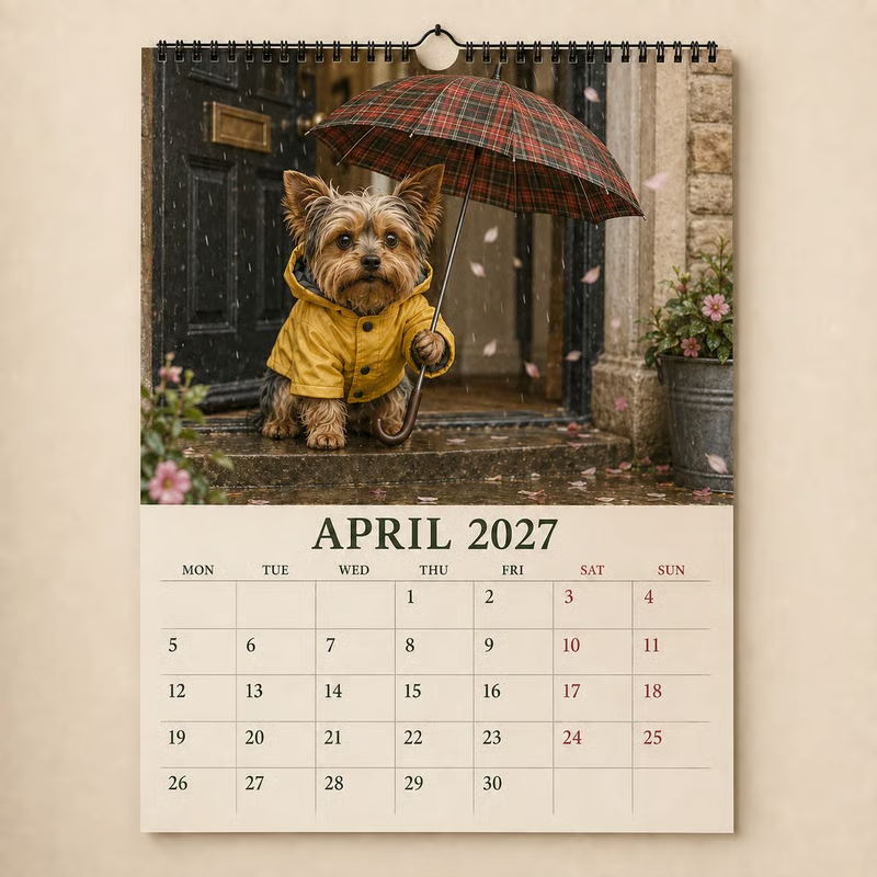 Lustiger Yorkshire Terrier Wandkalender 2027 | A4 Hängekalender