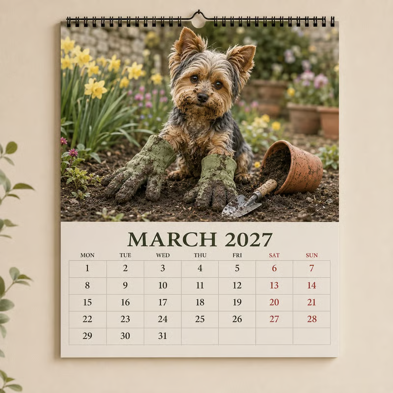Lustiger Yorkshire Terrier Wandkalender 2027 | A4 Hängekalender