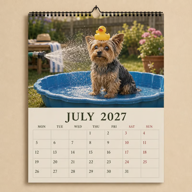 Lustiger Yorkshire Terrier Wandkalender 2027 | A4 Hängekalender