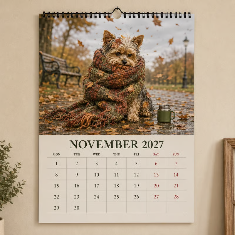 Lustiger Yorkshire Terrier Wandkalender 2027 | A4 Hängekalender