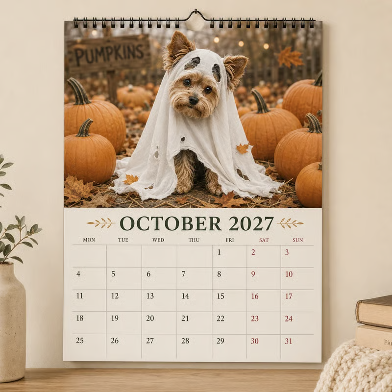 Lustiger Yorkshire Terrier Wandkalender 2027 | A4 Hängekalender