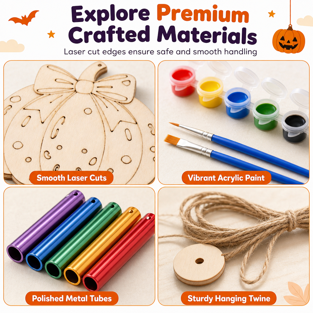 🔥🎁 2+1 GRATIS!! 🥳🎃 Halloween Bastelset aus Holz mit Kürbis | DIY-Windspiel✨