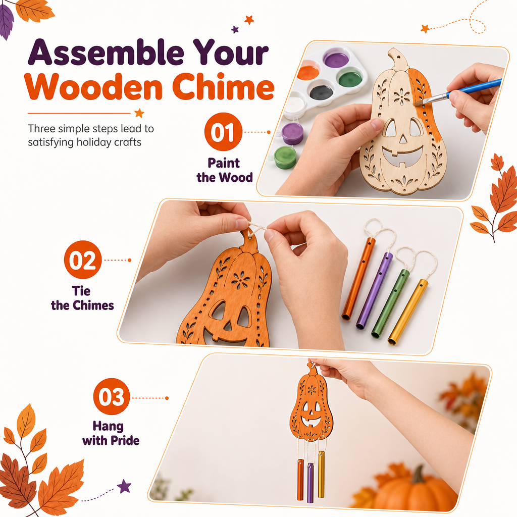 🔥🎁 2+1 GRATIS!! 🥳🎃 Halloween Bastelset aus Holz mit Kürbis | DIY-Windspiel✨