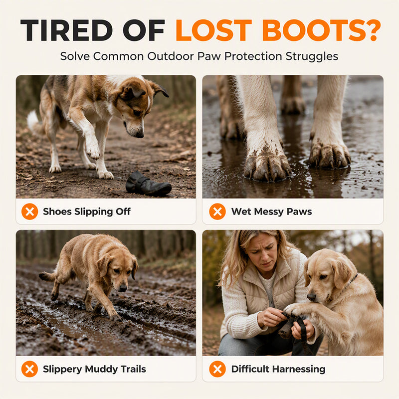 ⏰🐕Heißer Sale 50% RABATT💦 Wasserdichte Anti-Drop-Hundeschuhe mit verstellbarem Geschirr und Hosenträger