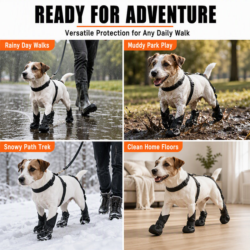 ⏰🐕Heißer Sale 50% RABATT💦 Wasserdichte Anti-Drop-Hundeschuhe mit verstellbarem Geschirr und Hosenträger