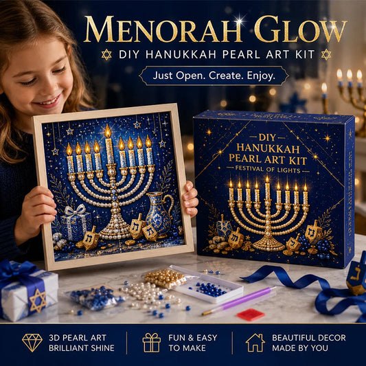 🕎DIY-Perlenkunst-Set für Chanukka mit Holzrahmen