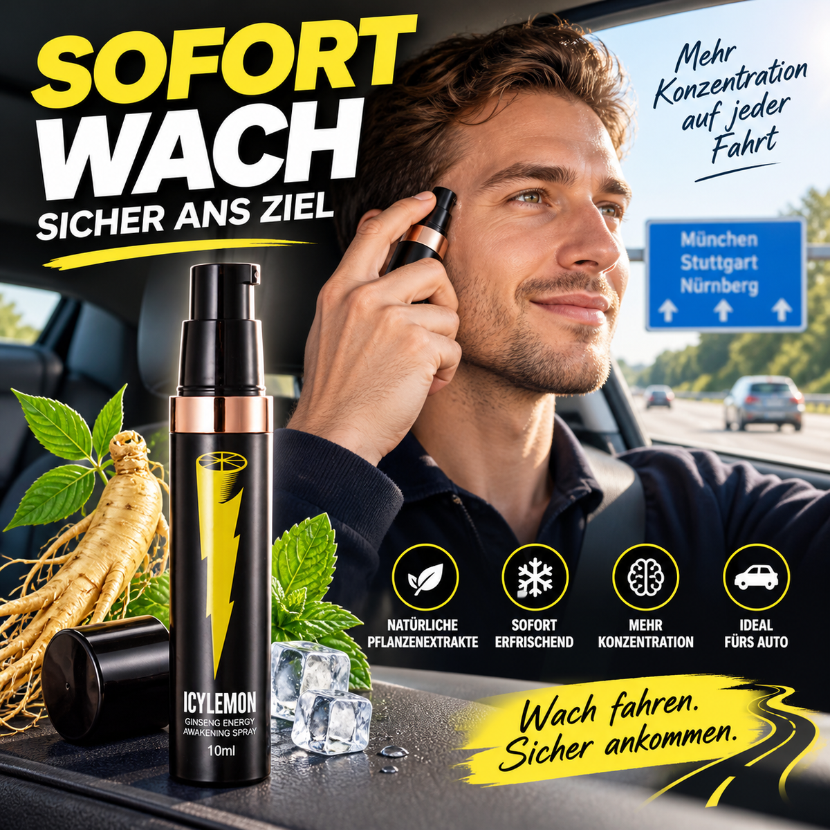 🔥2+1 GRATIS!!🌿 Belebendes Ginseng-Spray mit natürlichem Extrakt, schnell geistig erfrischen
