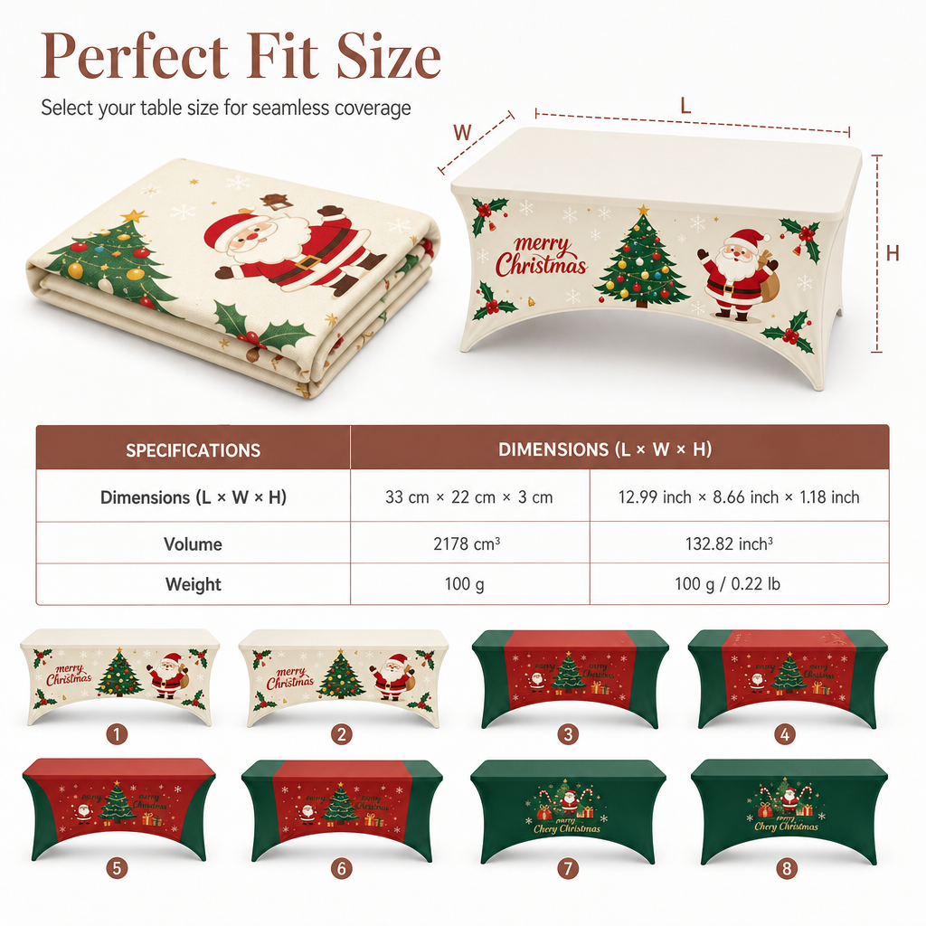 🎄50 % Rabatt!!🎅 Weihnachtliche Stretch-Tischdecke | Rechteckig, passgenau