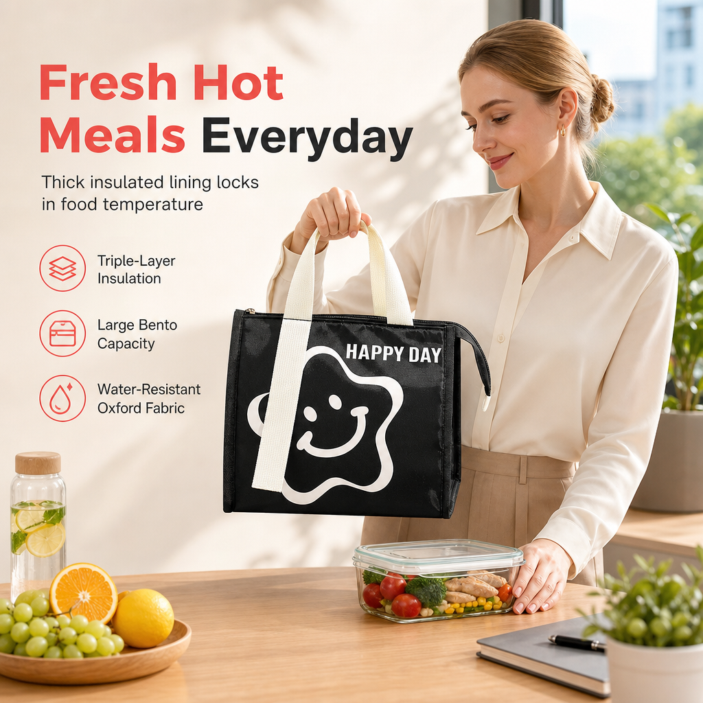 🍱 50 % RABATT! ✨ Isolierte, extra dicke Lunchtasche – Hält Speisen warm/kalt, wasserabweisend und geräumig