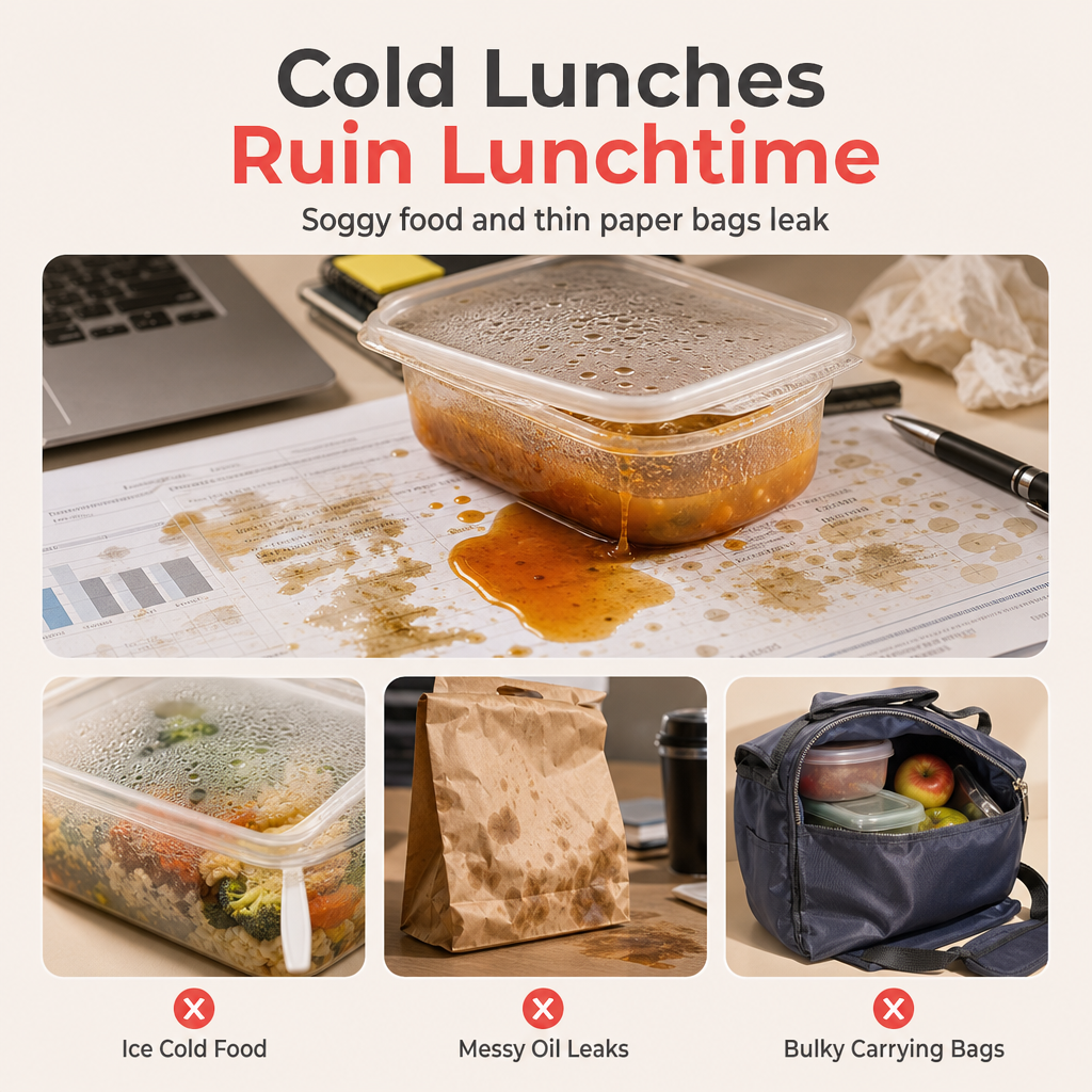 🍱 50 % RABATT! ✨ Isolierte, extra dicke Lunchtasche – Hält Speisen warm/kalt, wasserabweisend und geräumig