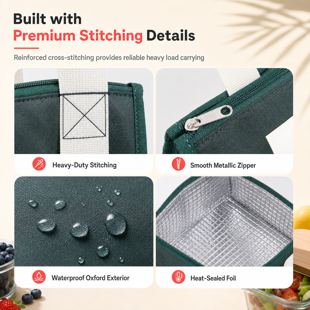 🍱 50 % RABATT! ✨ Isolierte, extra dicke Lunchtasche – Hält Speisen warm/kalt, wasserabweisend und geräumig