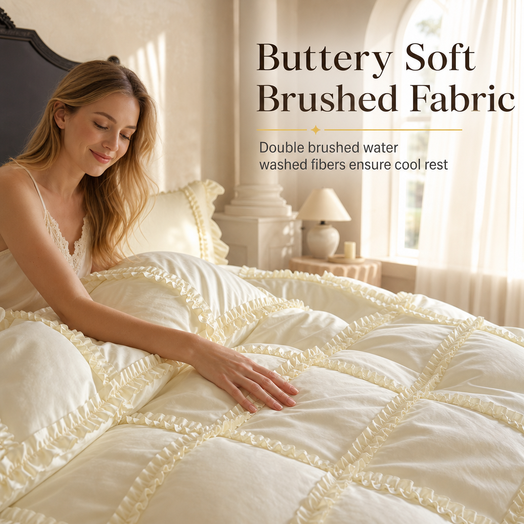 💐50 % Rabatt!!🎀Bettwäsche-Set im französischen Prinzessinnenstil aus gewaschener Baumwolle – schlicht und frisch, 4-teilig, bestehend aus Bettbezug und Laken für alle Jahreszeiten