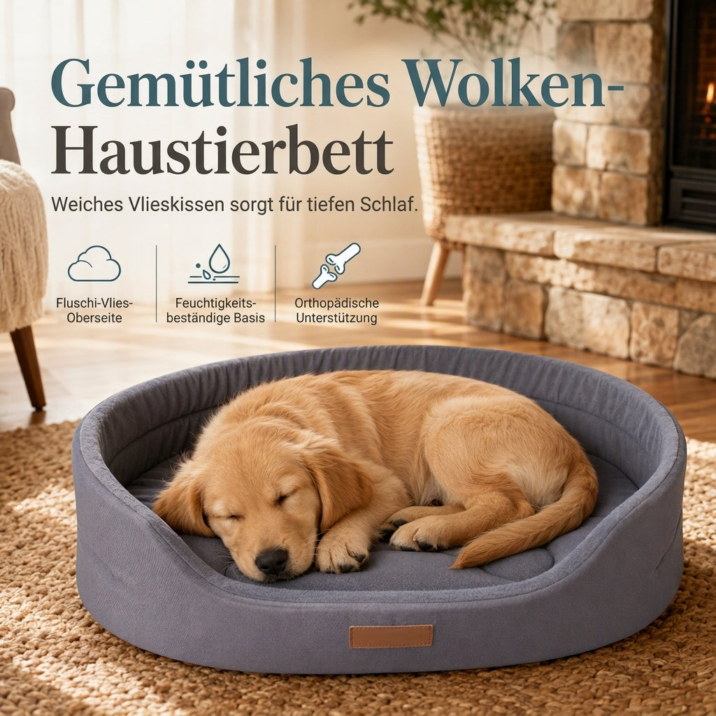 🐾 50% Rabatt – Abnehmbares ovales Haustierbett aus Polar-Fleece und Oxford-Stoff mit feuchtigkeitsabweisender, rutschfester Unterseite und Schwammkissen für Hunde und Katzen