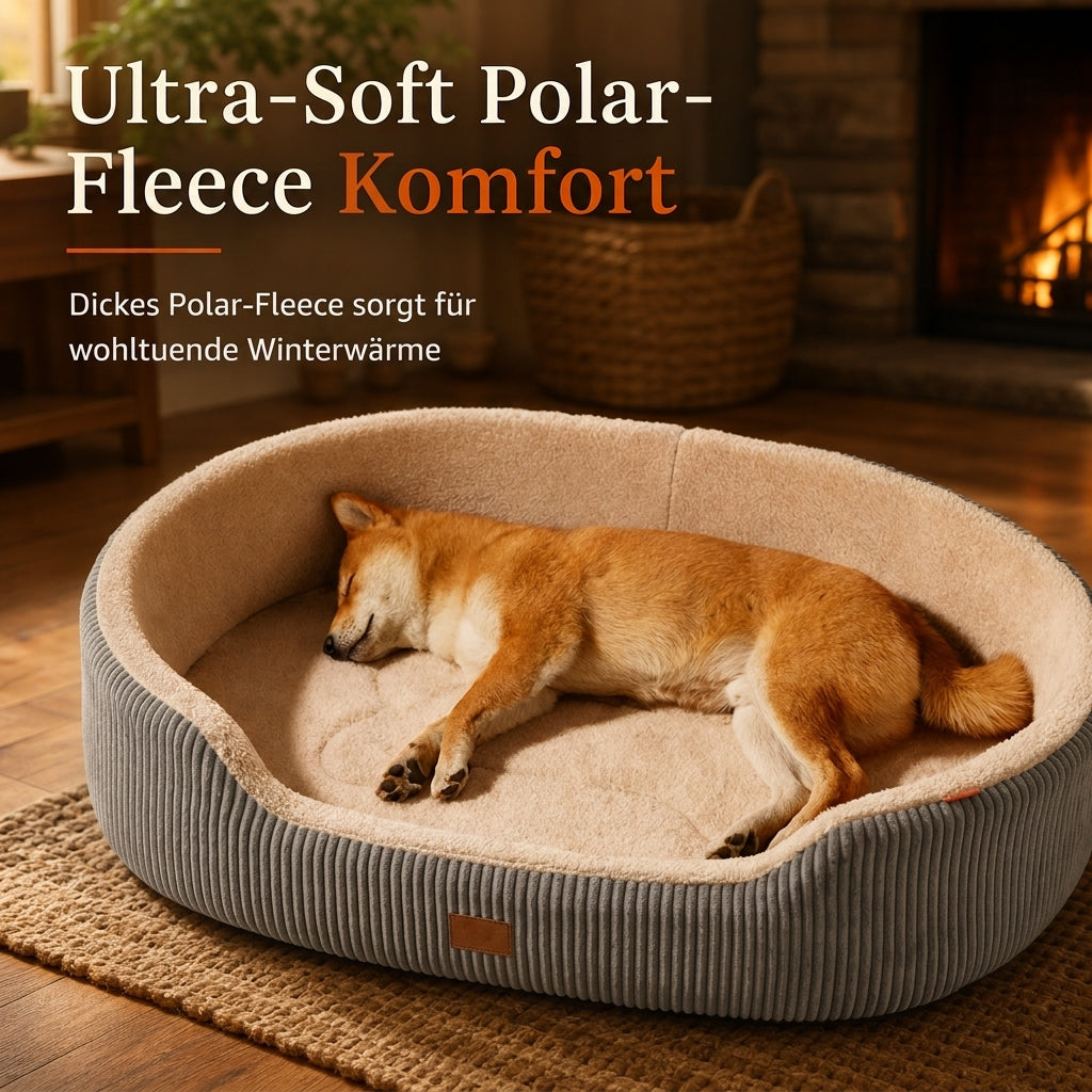 🐾 50% Rabatt – Abnehmbares ovales Haustierbett aus Polar-Fleece und Oxford-Stoff mit feuchtigkeitsabweisender, rutschfester Unterseite und Schwammkissen für Hunde und Katzen
