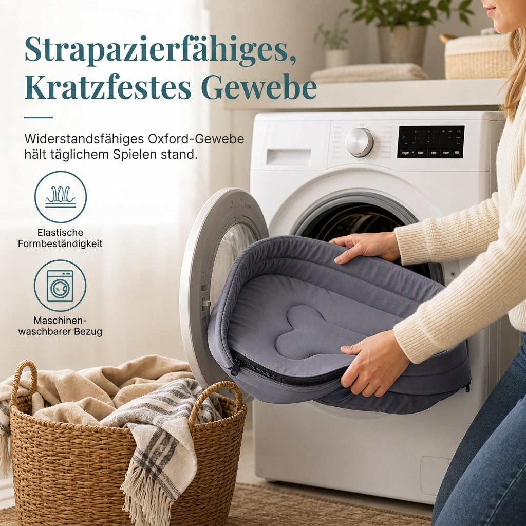 🐾 50% Rabatt – Abnehmbares ovales Haustierbett aus Polar-Fleece und Oxford-Stoff mit feuchtigkeitsabweisender, rutschfester Unterseite und Schwammkissen für Hunde und Katzen