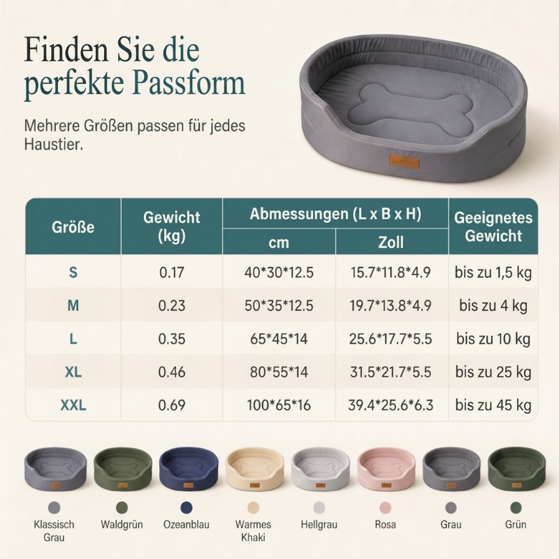 🐾 50% Rabatt – Abnehmbares ovales Haustierbett aus Polar-Fleece und Oxford-Stoff mit feuchtigkeitsabweisender, rutschfester Unterseite und Schwammkissen für Hunde und Katzen