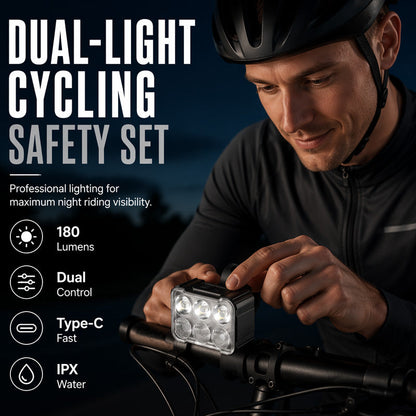 🥳2026 HEISSER VERKAUF🥳💞Über 50.000 verkauft! 🚲📱 50 % RABATT! Stoßfeste Fahrrad-Handyhalterung + 6-LED-Lichtset – 180 Lumen, wiederaufladbar über USB-C, zwei unabhängige Leuchten, wasserdicht. Sicher Radfahren bei Nacht! 🛡️💪