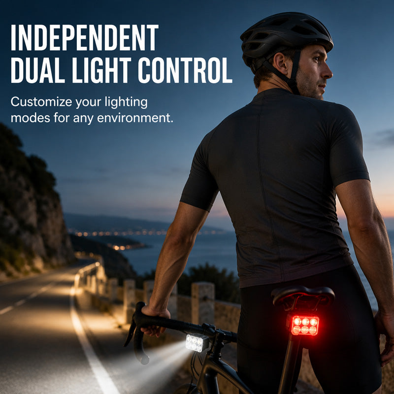 🥳2026 HEISSER VERKAUF🥳💞Über 50.000 verkauft! 🚲📱 50 % RABATT! Stoßfeste Fahrrad-Handyhalterung + 6-LED-Lichtset – 180 Lumen, wiederaufladbar über USB-C, zwei unabhängige Leuchten, wasserdicht. Sicher Radfahren bei Nacht! 🛡️💪
