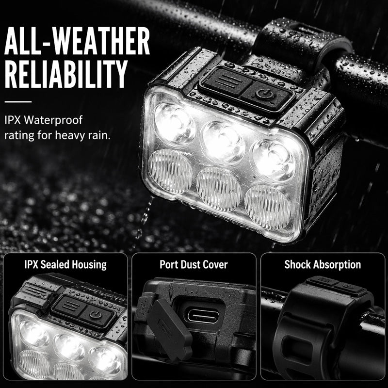 🥳2026 HEISSER VERKAUF🥳💞Über 50.000 verkauft! 🚲📱 50 % RABATT! Stoßfeste Fahrrad-Handyhalterung + 6-LED-Lichtset – 180 Lumen, wiederaufladbar über USB-C, zwei unabhängige Leuchten, wasserdicht. Sicher Radfahren bei Nacht! 🛡️💪