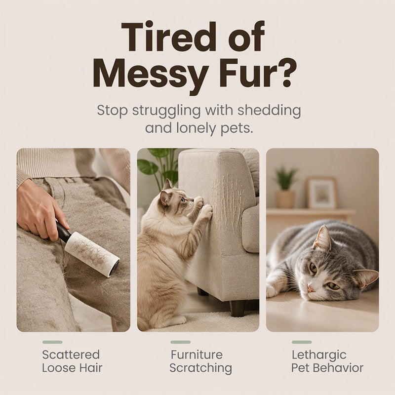 🐱✨2-in-1 Eck-Fellpflegebürste für Haustiere mit Federstab