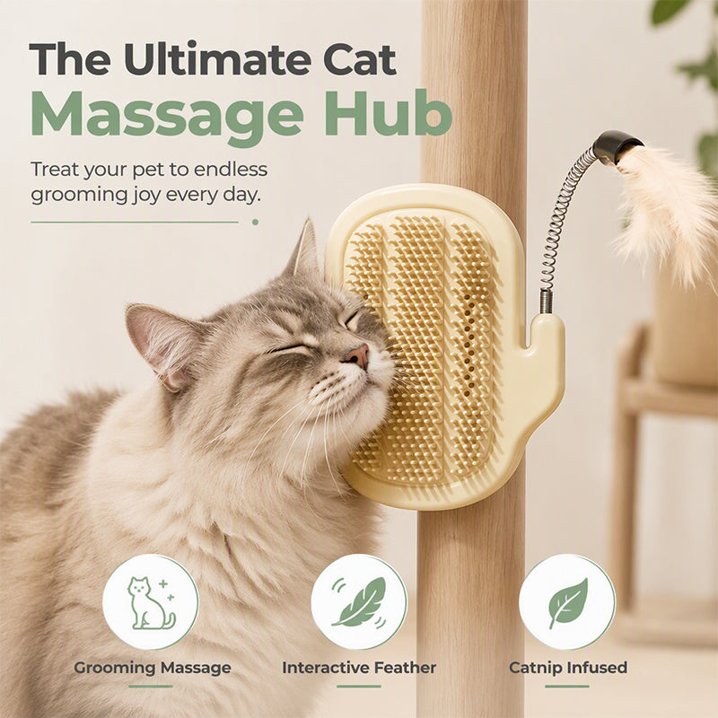 🐱✨2-in-1 Eck-Fellpflegebürste für Haustiere mit Federstab