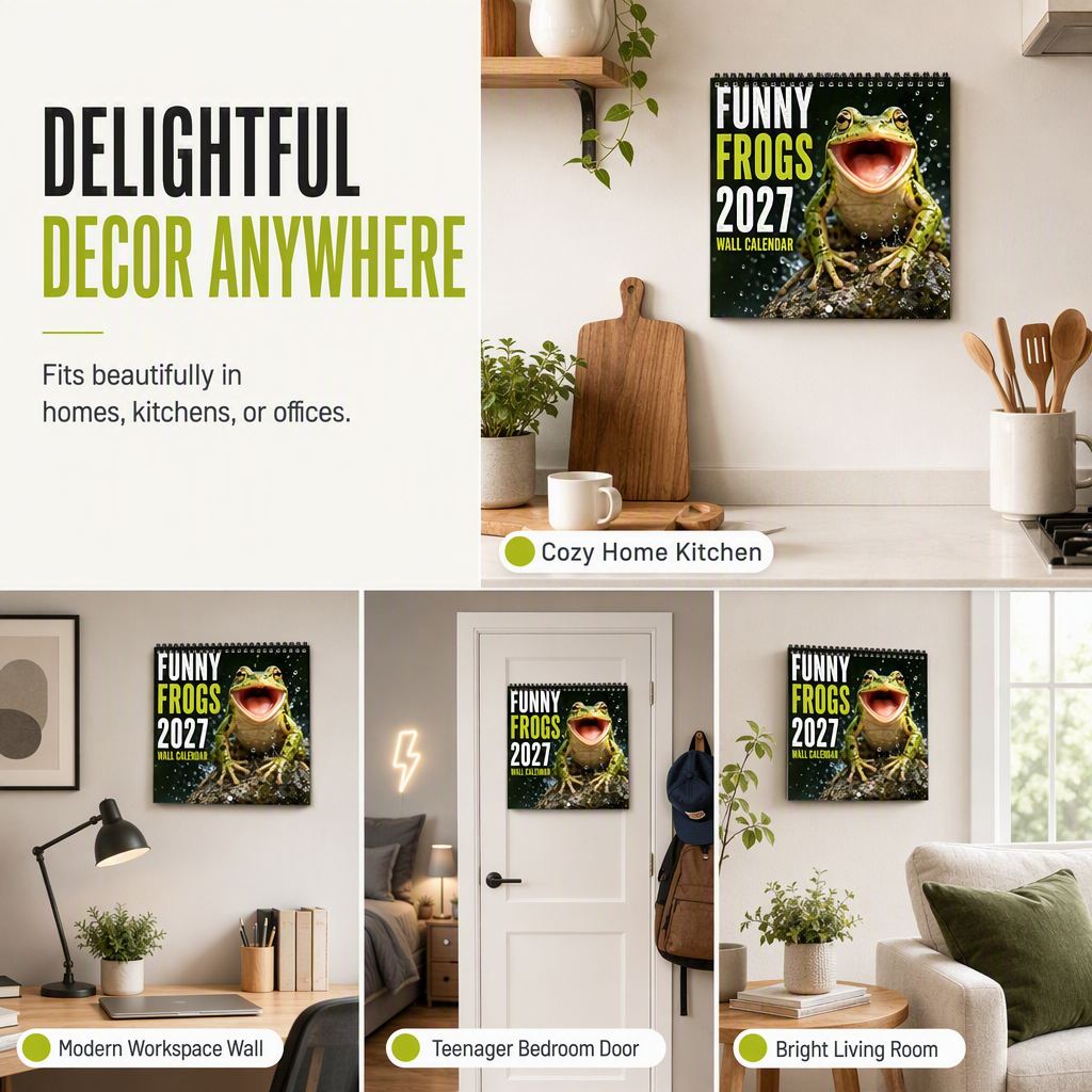 🐸 Lustiger Frosch-Wandkalender 2027 – Niedlicher, humorvoller Froschkalender, originelles Amphibien-Geschenk, Natur- und Wildtier-Dekoration