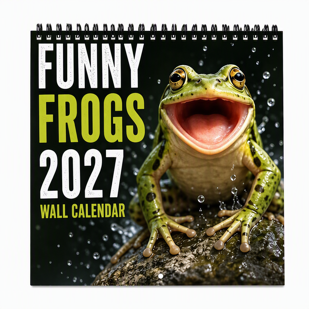 🐸 Lustiger Frosch-Wandkalender 2027 – Niedlicher, humorvoller Froschkalender, originelles Amphibien-Geschenk, Natur- und Wildtier-Dekoration