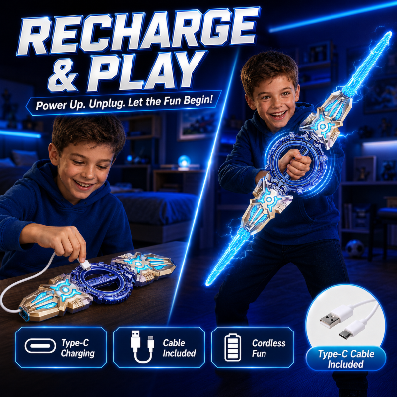 ⚔️360° drehbares LED-Doppelklingenschwert | Wiederaufladbares Leuchtspielzeug