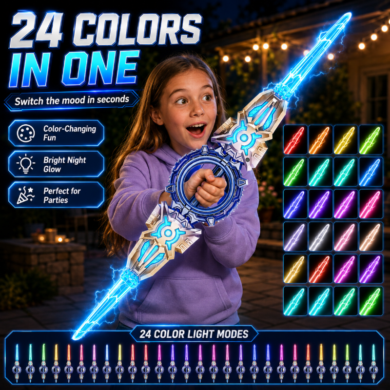 ⚔️360° drehbares LED-Doppelklingenschwert | Wiederaufladbares Leuchtspielzeug