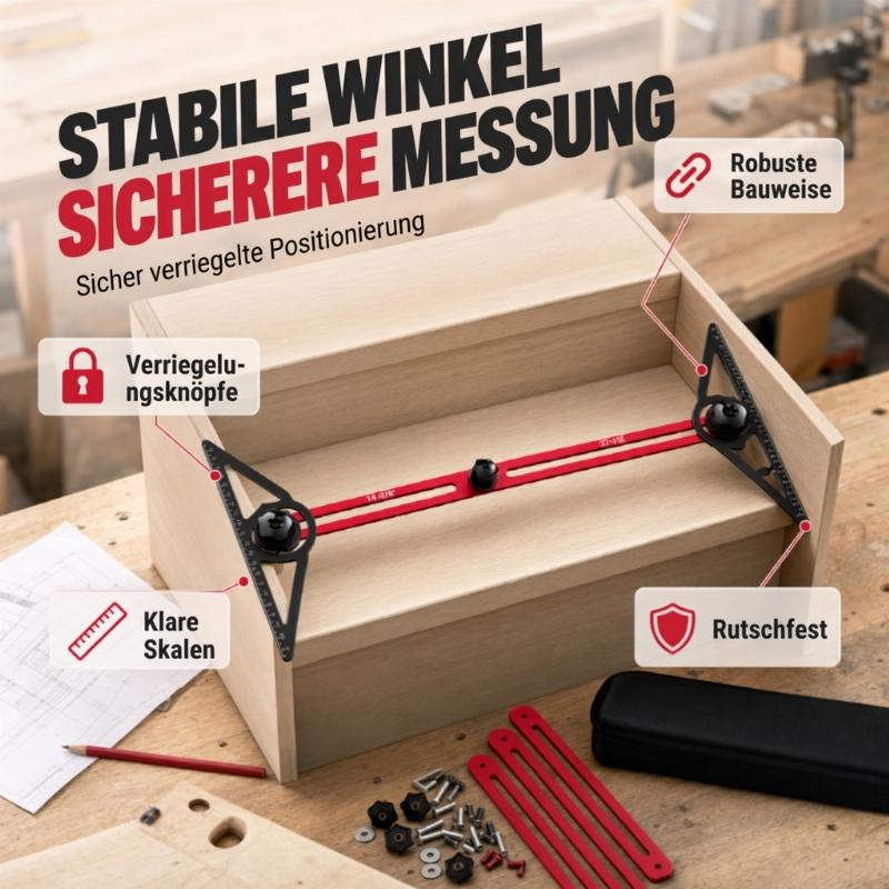 ⏰50% RABATT !📐 Multifunktionale Treppenmesslehre aus Aluminium – faltbarer Treppenwinkel für präzise Stufenmessung & Renovierung