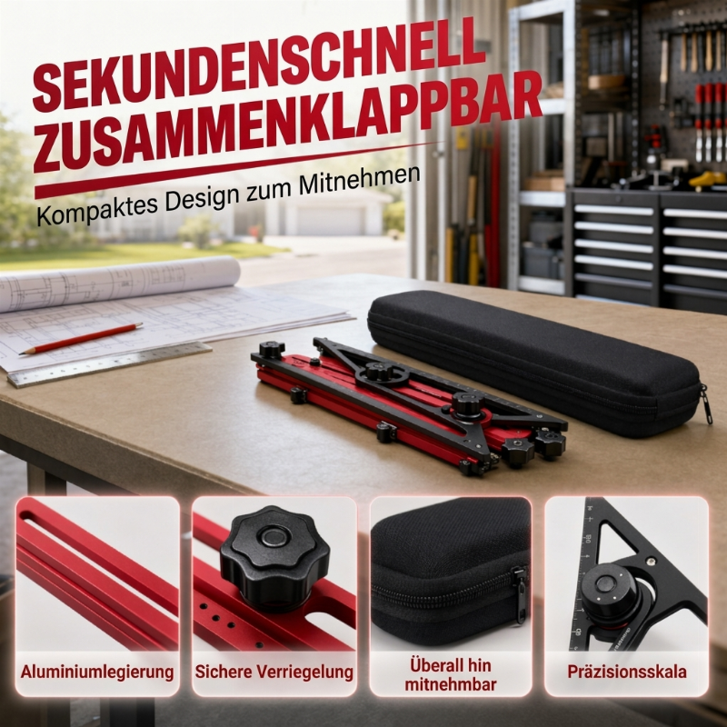 ⏰50% RABATT !📐 Multifunktionale Treppenmesslehre aus Aluminium – faltbarer Treppenwinkel für präzise Stufenmessung & Renovierung