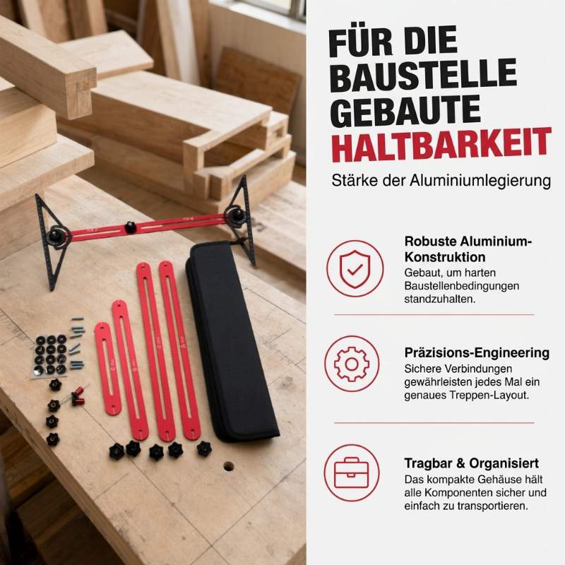 ⏰50% RABATT !📐 Multifunktionale Treppenmesslehre aus Aluminium – faltbarer Treppenwinkel für präzise Stufenmessung & Renovierung