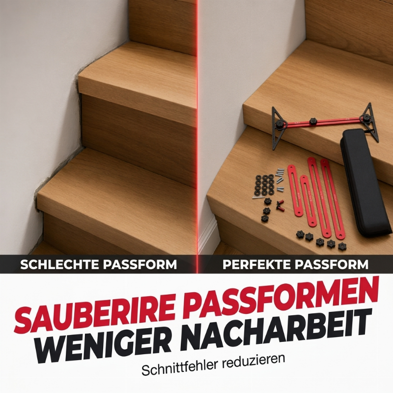 ⏰50% RABATT !📐 Multifunktionale Treppenmesslehre aus Aluminium – faltbarer Treppenwinkel für präzise Stufenmessung & Renovierung