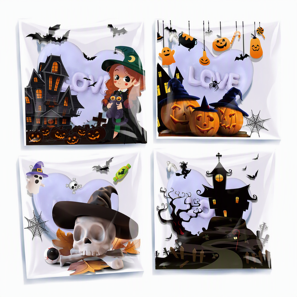 🎃💀100 Stück selbstklebende Halloween-Geschenktüten – wiederverwendbar, 4-in-1-Totenkopf-Design