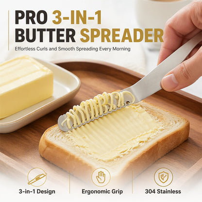 Professionelles 3-in-1-Buttermesser und -Streicher aus Edelstahl 304